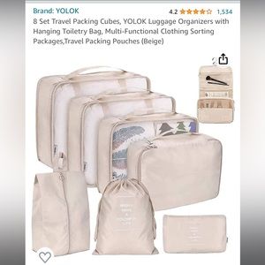 8 Set Travel Packing Cubes, YOLOK Luggage Organizers